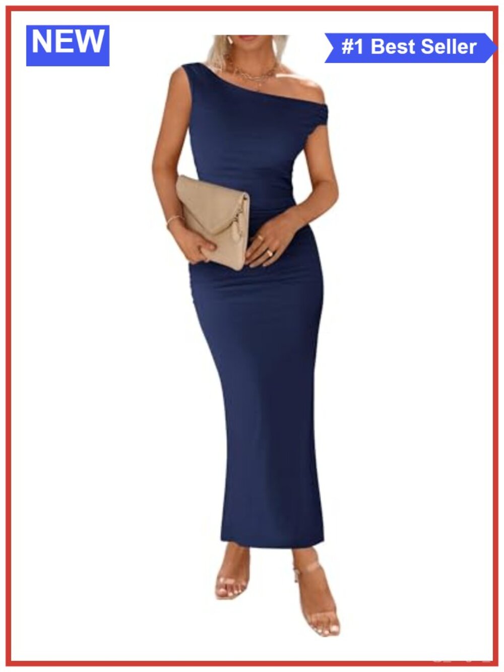 Stretchy Mesh One Shoulder Ruched Bodycon Maxi Dress with Back Slit